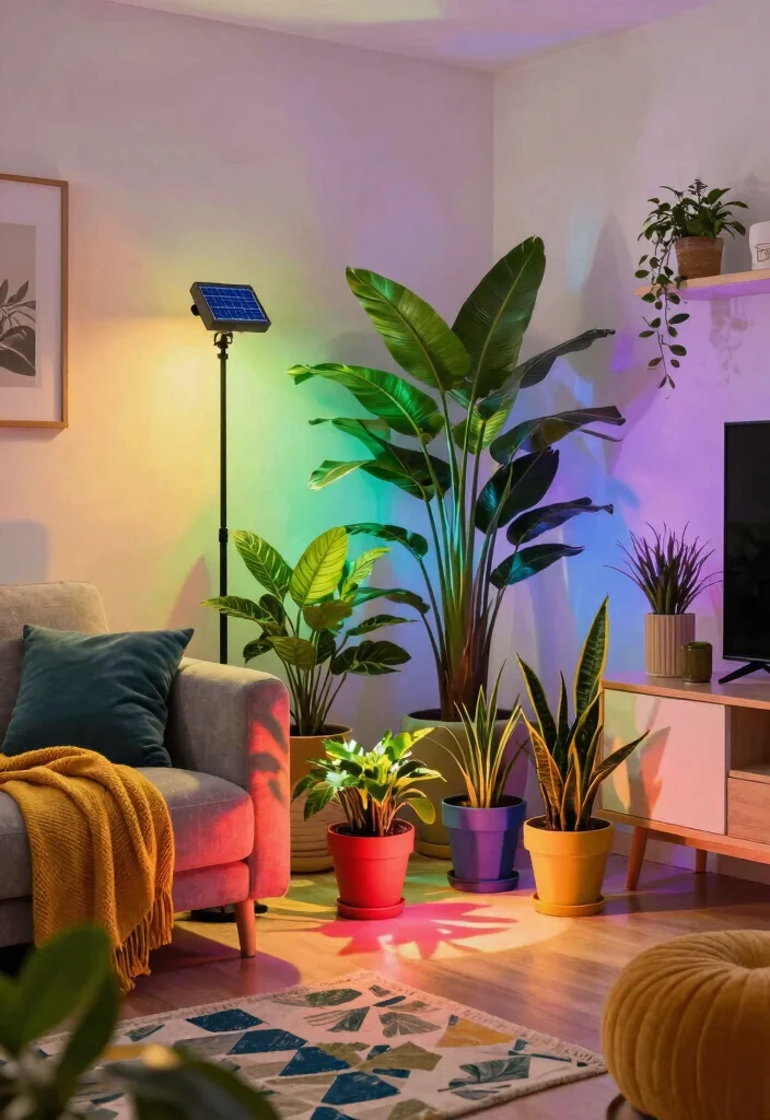 12 Spot Lights Ceiling Living Room Ideas That Don't Need Rewiring - 8. Colorful Spot Lights for a Fun Twist 1