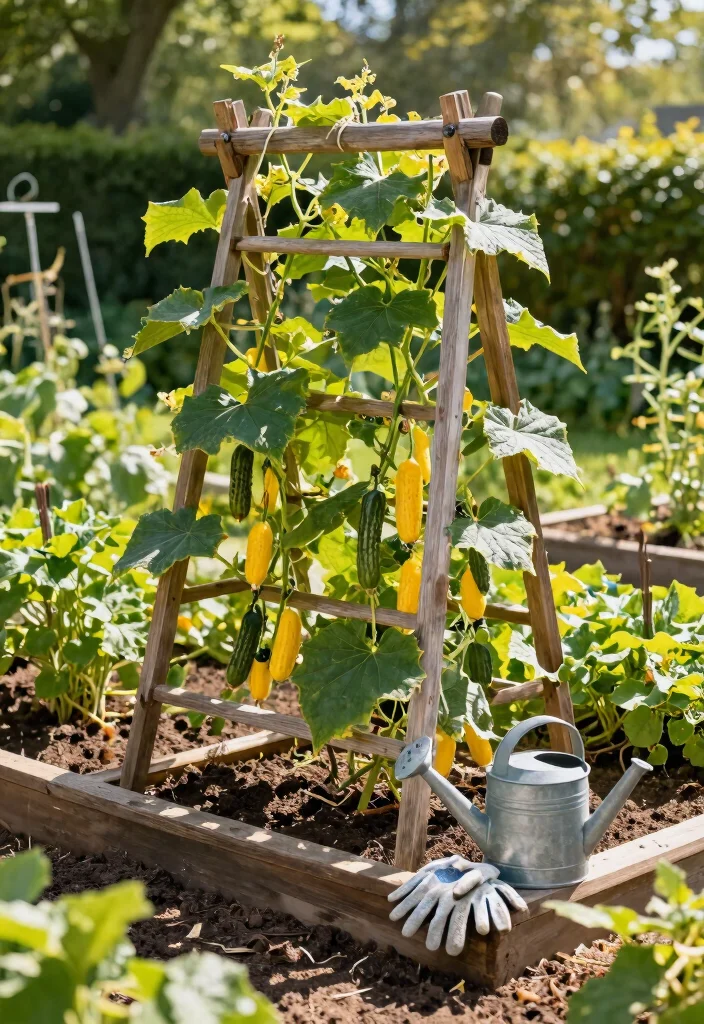 12 Trellis Ideas for Cucumbers That Support Heavy Vines and Keep Fruit Off the Ground - 1. A-Frame Trellis for Stability 1