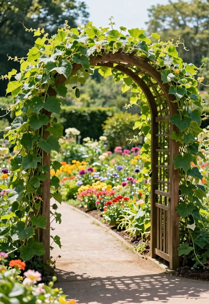 12 Trellis Ideas for Cucumbers That Support Heavy Vines and Keep Fruit Off the Ground - 11. Trellis Archway for Whimsical Gardens 1