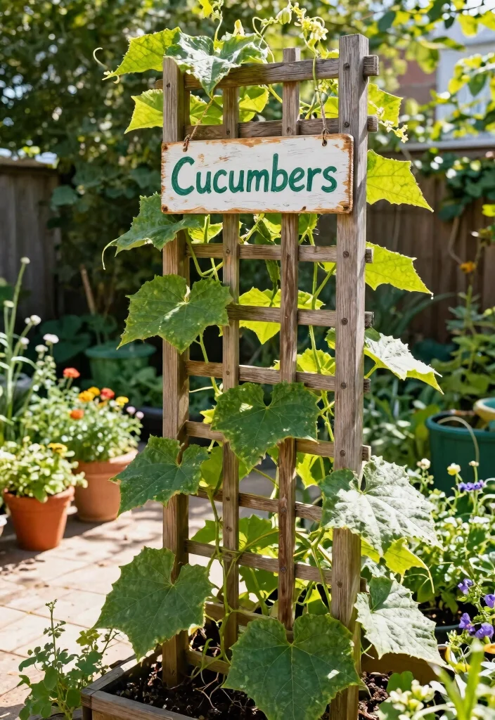 12 Trellis Ideas for Cucumbers That Support Heavy Vines and Keep Fruit Off the Ground - 2. Vertical Grid Trellis for Maximized Space 1