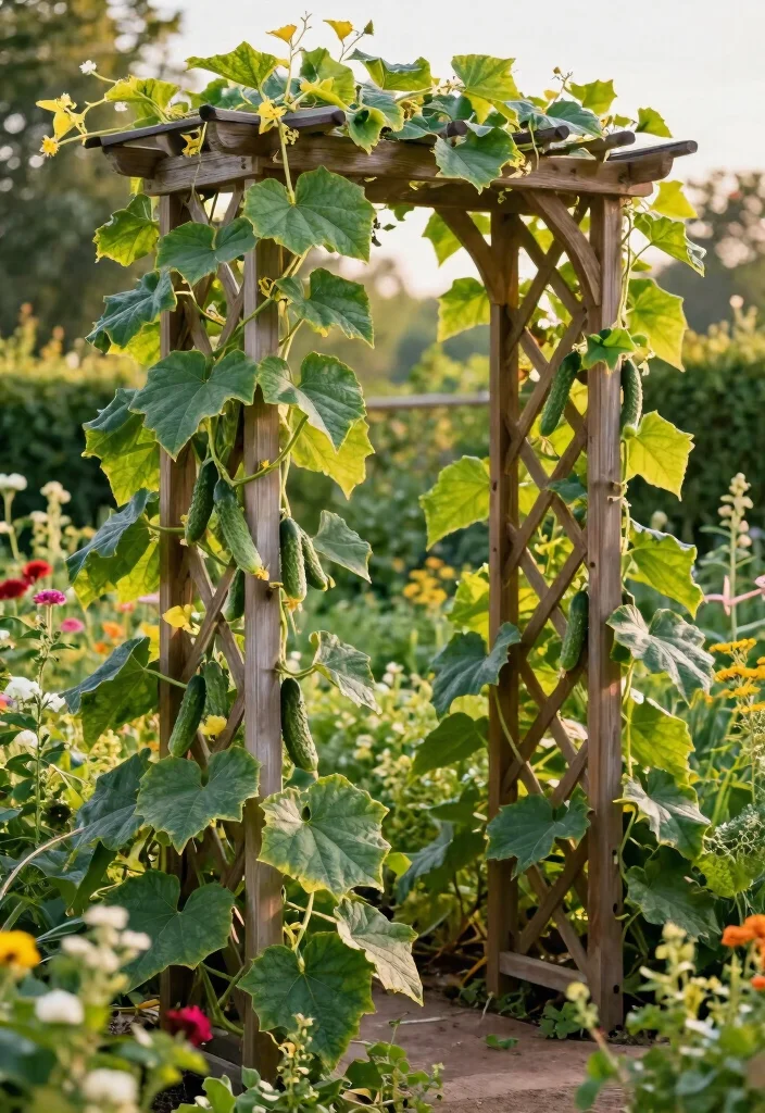 12 Trellis Ideas for Cucumbers That Support Heavy Vines and Keep Fruit Off the Ground - 3. Classic Wooden Trellis for Timeless Elegance 1