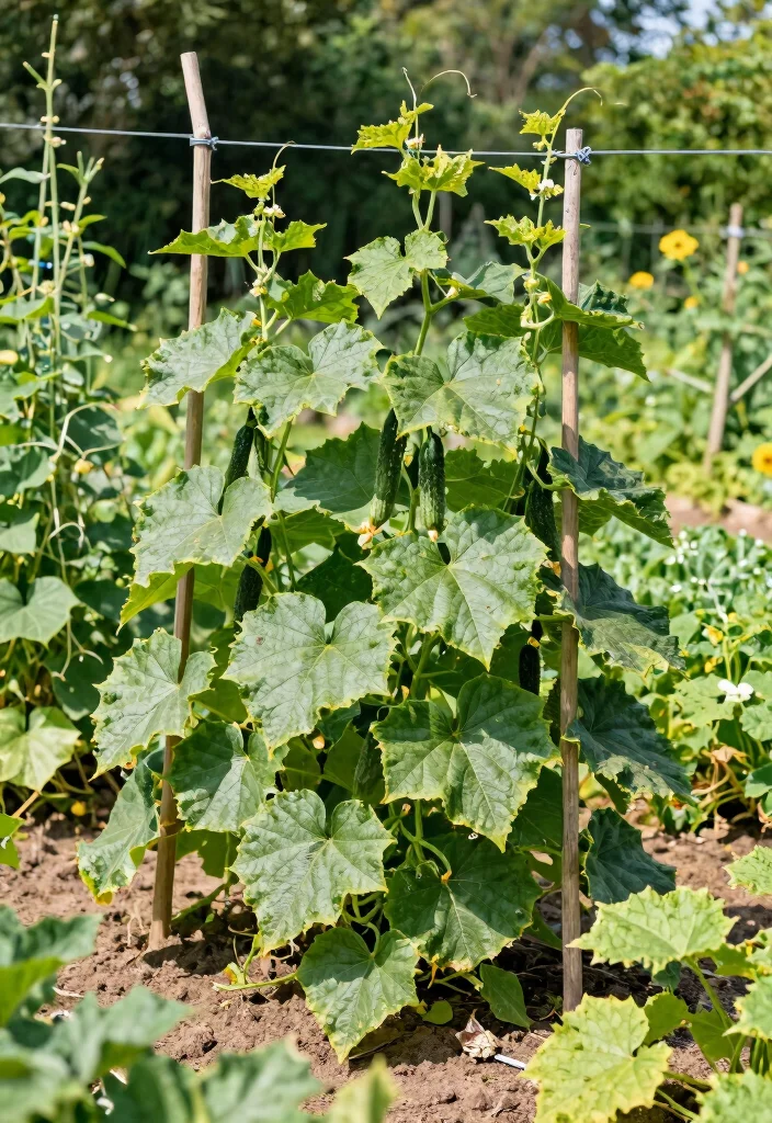 12 Trellis Ideas for Cucumbers That Support Heavy Vines and Keep Fruit Off the Ground - 8. T-Post Trellis for Strong Support 1