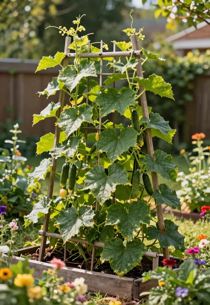 12 Trellis Ideas for Cucumbers That Support Heavy Vines and Keep Fruit Off the Ground - 9. Fence Trellis for Dual Purpose 1