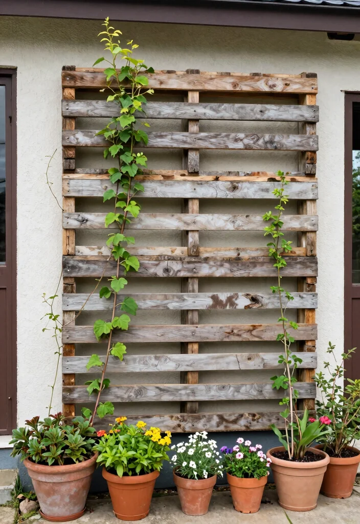 12 Trellis on House Ideas That Don't Damage Siding - 12. Repurposed Materials Trellis 1
