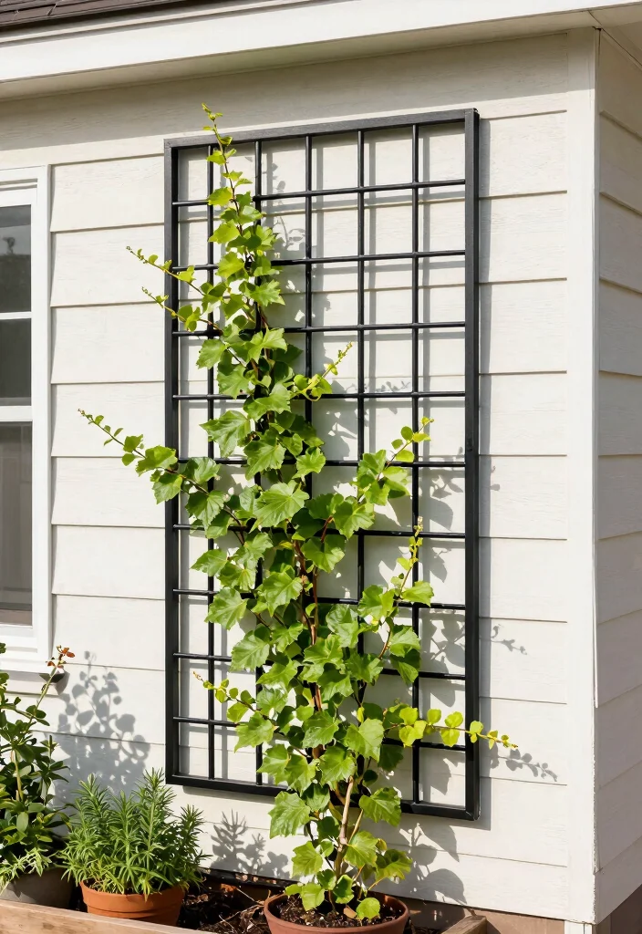 12 Trellis on House Ideas That Don't Damage Siding - 2. Metal Grid Trellis 1