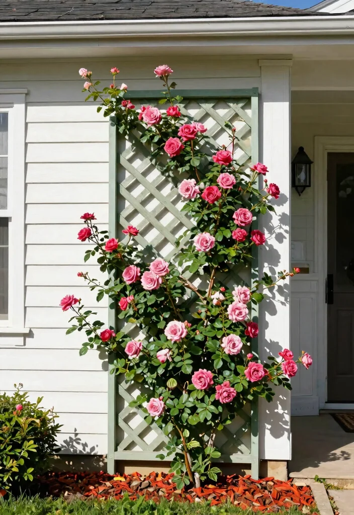 12 Trellis on House Ideas That Don't Damage Siding - 6. Lattice Panel Trellis 1