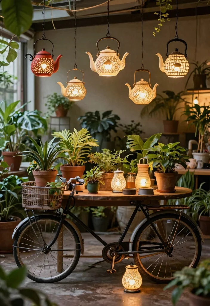12 Vintage Ceiling Lights That Don't Look Dated - 12. Quirky Repurposed Lights 1
