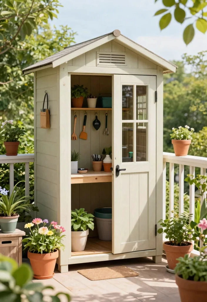 14 Balcony Furniture Ideas for Small Spaces That Fold or Stack - 11. Compact Garden Sheds for Storage 1