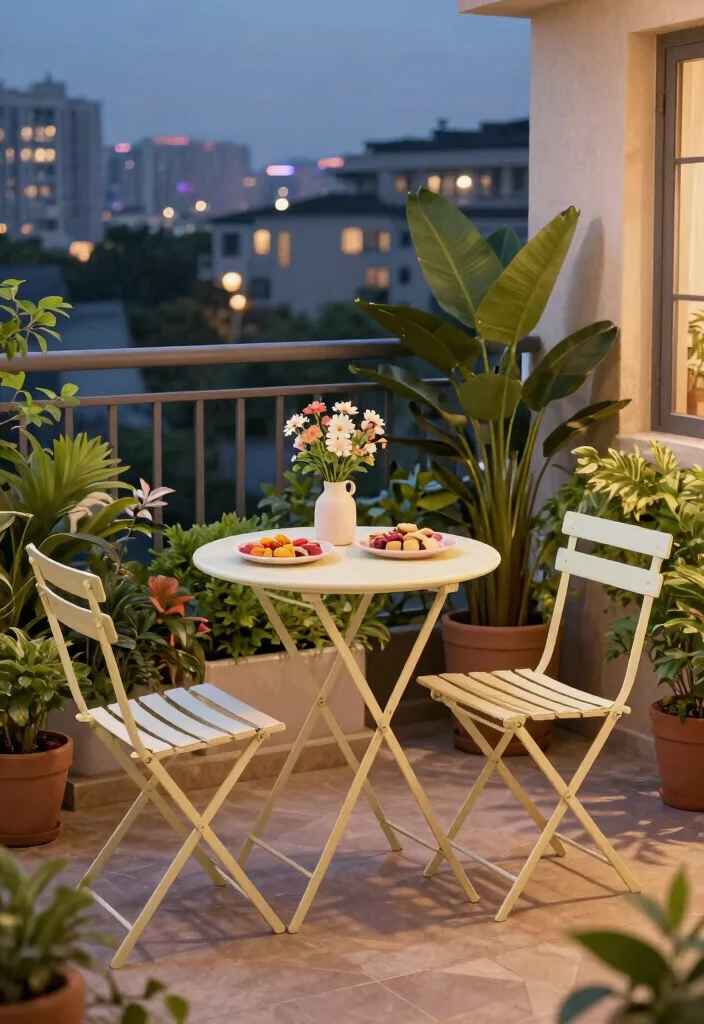 14 Balcony Furniture Ideas for Small Spaces That Fold or Stack - 3. Foldable Bistro Tables for Charming Meals 1