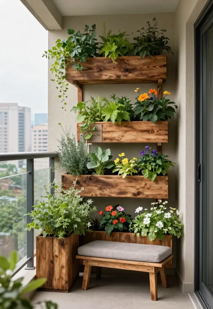 14 Balcony Furniture Ideas for Small Spaces That Fold or Stack - 4. Vertical Planters for Space Optimization 1
