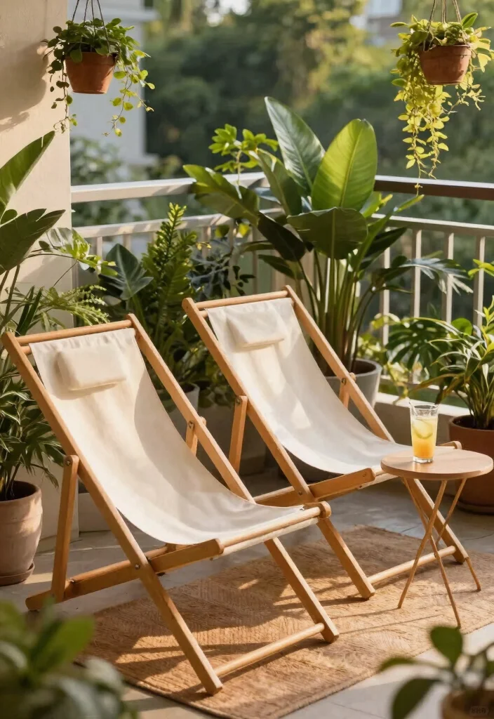 14 Balcony Furniture Ideas for Small Spaces That Fold or Stack - 6. Folding Deck Chairs for Relaxation 1