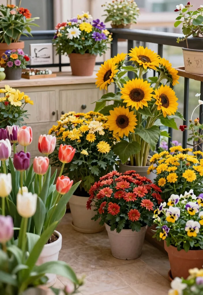 14 Container Flower Garden Ideas for Renters Who Can't Dig - 11. Seasonal Blooms 1