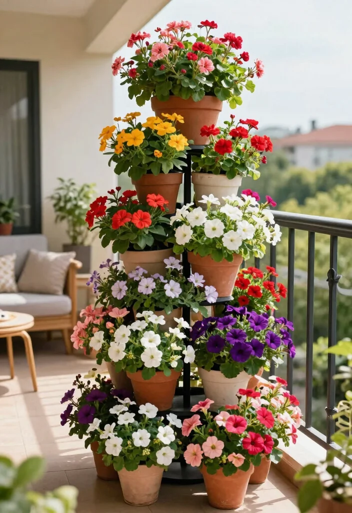 14 Container Flower Garden Ideas for Renters Who Can't Dig - 13. Flower Towers 1