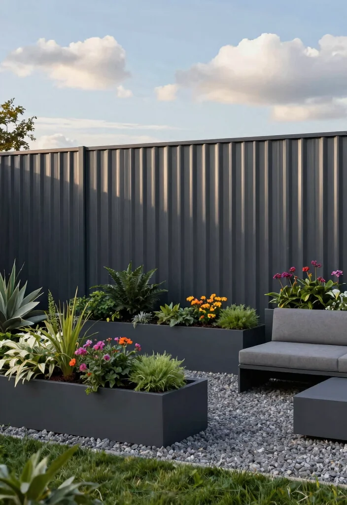 14 Corrugated Metal Fence Ideas That Block Noise and Nosy Neighbors - 1. Minimalist Modern Elegance 1