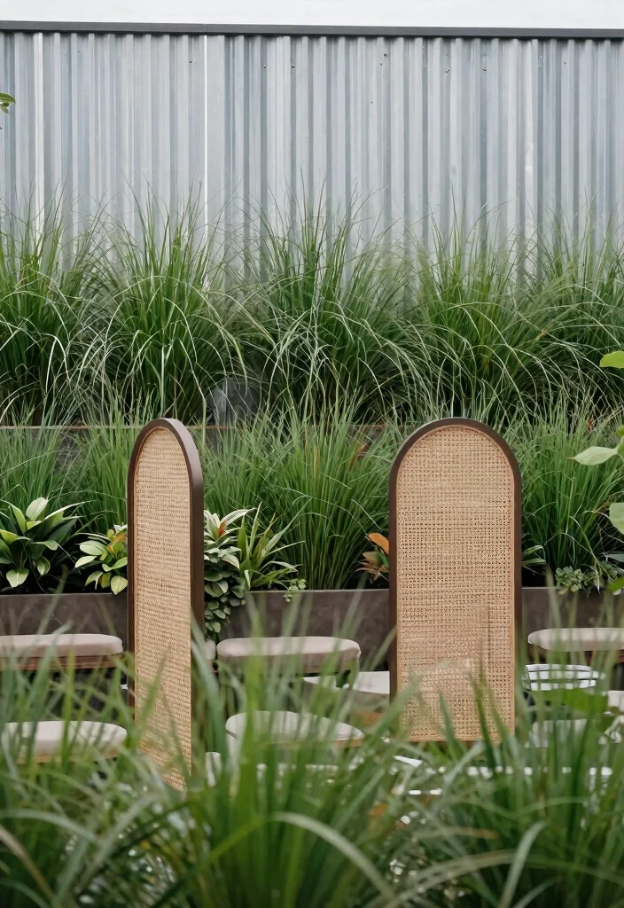14 Corrugated Metal Fence Ideas That Block Noise and Nosy Neighbors - 10. Privacy Screens 1