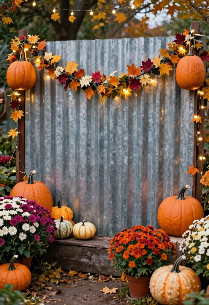 14 Corrugated Metal Fence Ideas That Block Noise and Nosy Neighbors - 14. Seasonal Décor Options 1