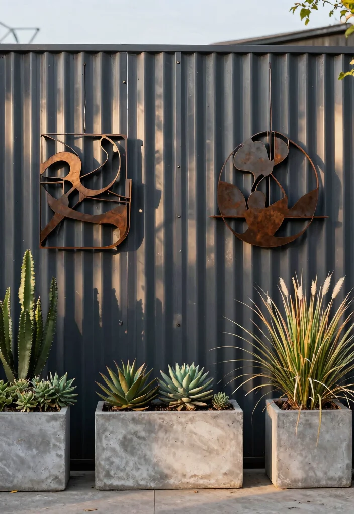 14 Corrugated Metal Fence Ideas That Block Noise and Nosy Neighbors - 5. Industrial Chic Style 1