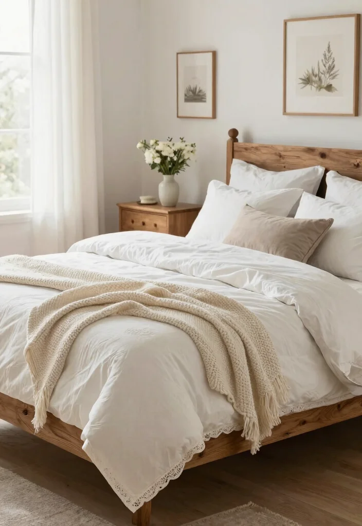 14 Farmhouse Bedding Set Ideas That Feel Cozy Without Looking Cluttered - 1. Serene White Textiles 1