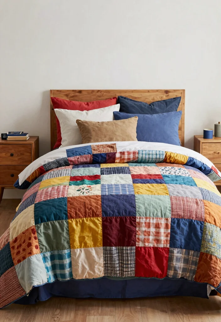 14 Farmhouse Bedding Set Ideas That Feel Cozy Without Looking Cluttered - 14. Colorful Patchwork 1