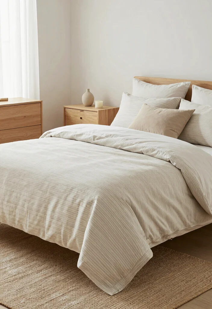 14 Farmhouse Bedding Set Ideas That Feel Cozy Without Looking Cluttered - 3. Minimalist Stripes 1