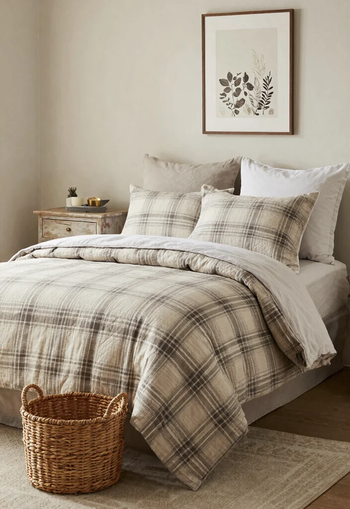 14 Farmhouse Bedding Set Ideas That Feel Cozy Without Looking Cluttered - 5. Rustic Plaid Patterns 1