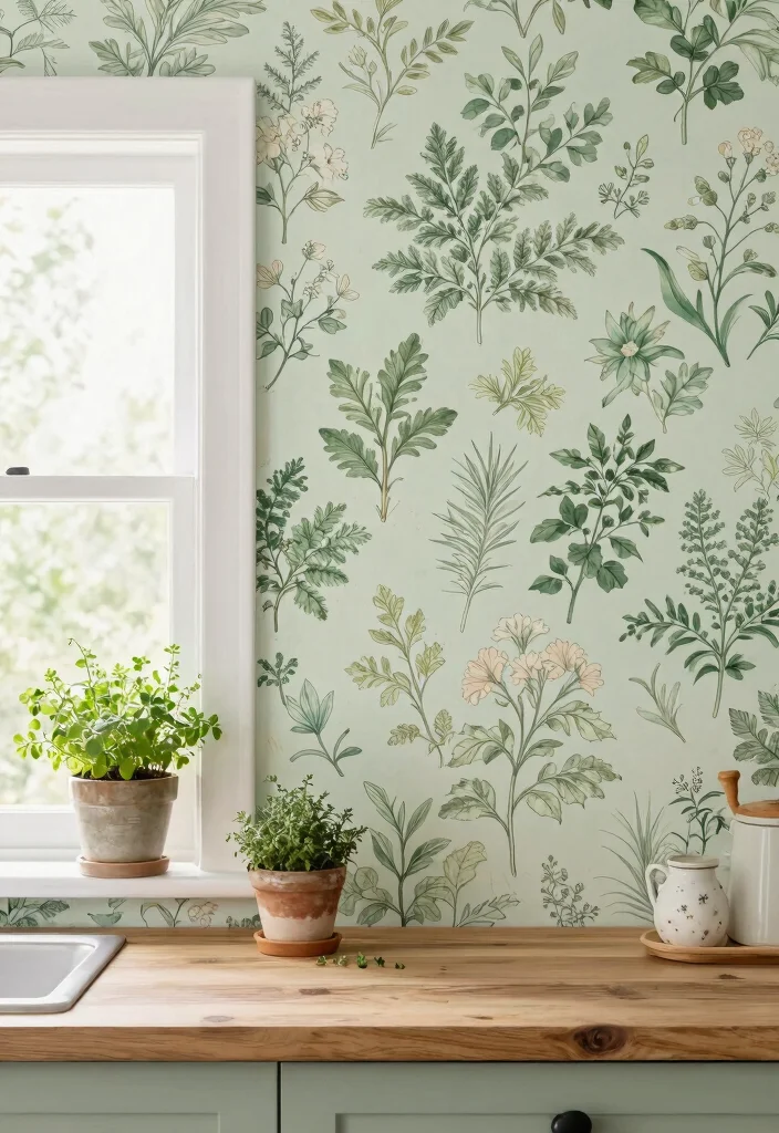 14 Farmhouse Style Wallpaper Ideas That Don't Overwhelm Small Rooms - 6. Botanical Prints for a Natural Touch 1
