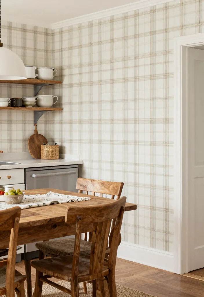 14 Farmhouse Style Wallpaper Ideas That Don't Overwhelm Small Rooms - 9. Rustic Plaid Patterns 1