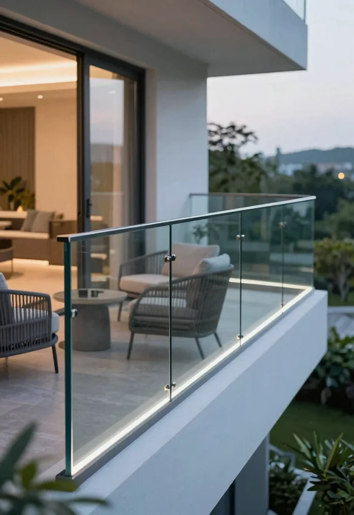 14 Glass Balcony Railing Concepts That Stay Clear Without Constant Cleaning - 10. Smart Glass Railings with Adjustable Transparency 1