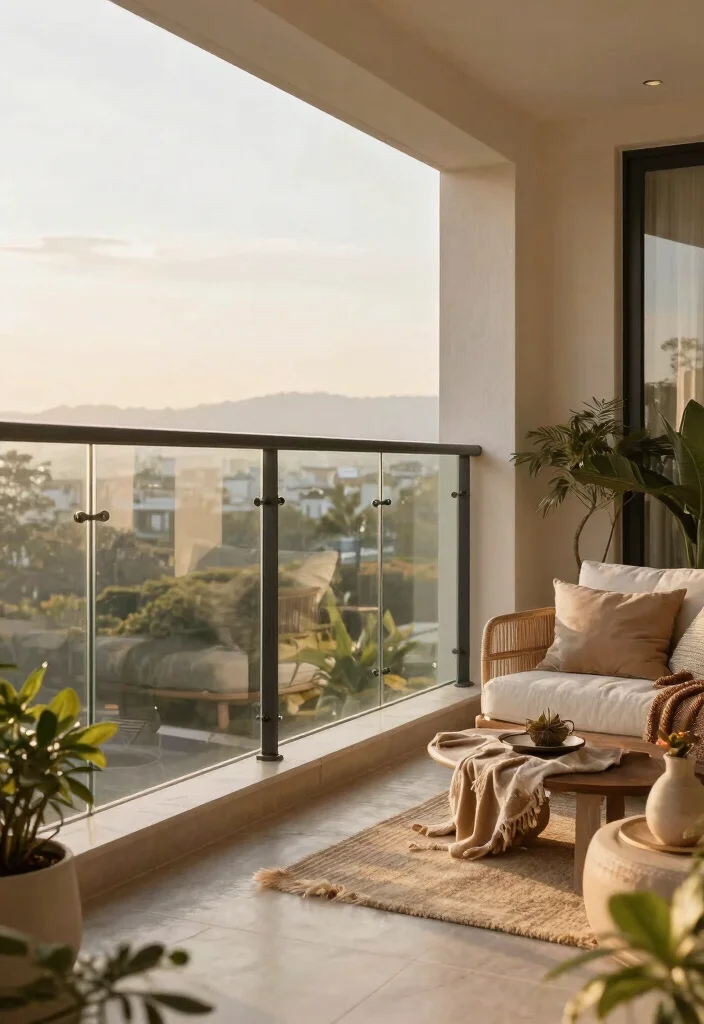 14 Glass Balcony Railing Concepts That Stay Clear Without Constant Cleaning - 14. Innovative Glass Balcony Railings with Built-in Windbreaks 1