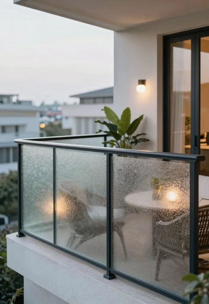14 Glass Balcony Railing Concepts That Stay Clear Without Constant Cleaning - 3. Frosted Glass Railings for Privacy 1