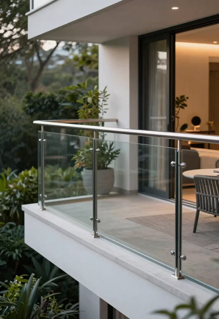 14 Glass Balcony Railing Concepts That Stay Clear Without Constant Cleaning - 5. Glass Railings with Stainless Steel Accents 1