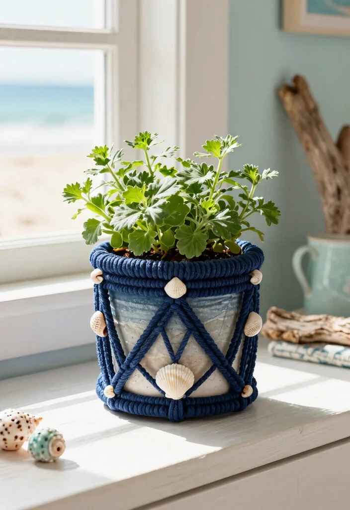 14 Macrame Hanging Planter Ideas That Hold Heavy Pots Safely - 10. Nautical-Inspired Macrame Planter 1