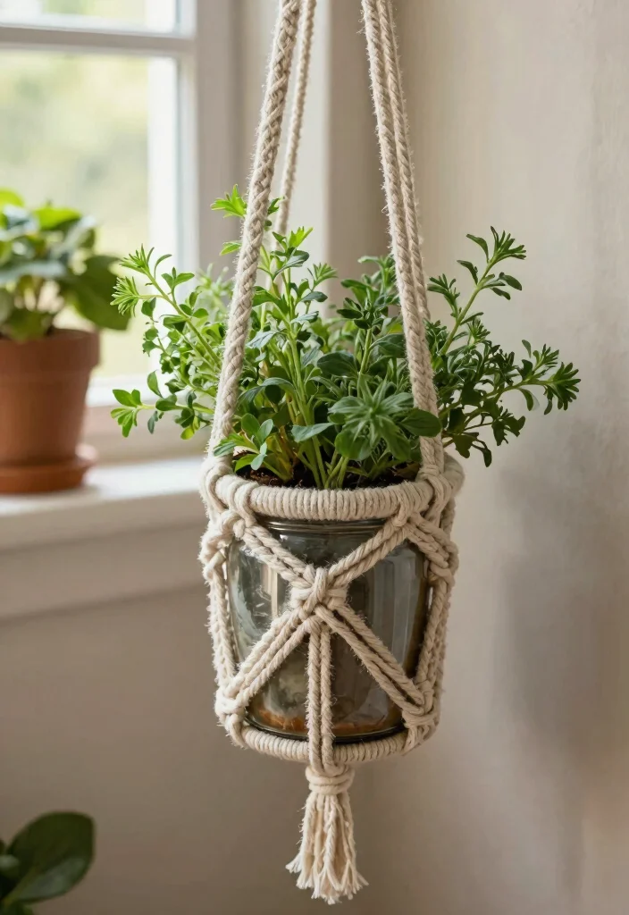 14 Macrame Hanging Planter Ideas That Hold Heavy Pots Safely - 11. Recycled Materials Macrame Planter 1
