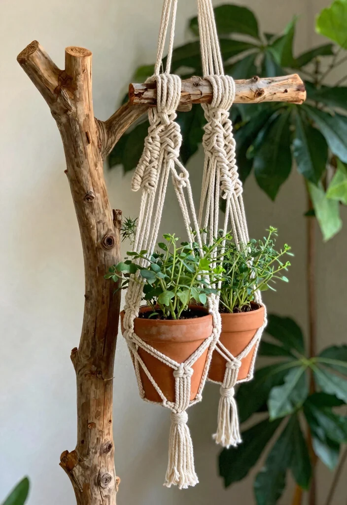 14 Macrame Hanging Planter Ideas That Hold Heavy Pots Safely - 4. Macrame and Wood Combo 1