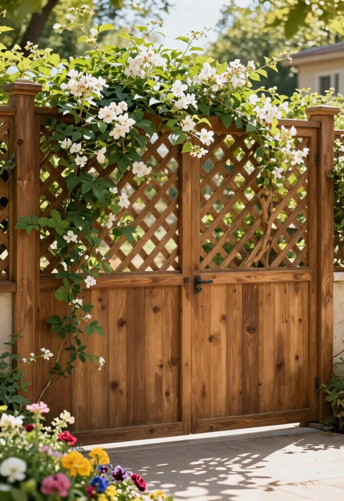 14 Modern Wood Fence Ideas That Provide Full Privacy Fast - 5. Lattice Top for Added Elegance 1
