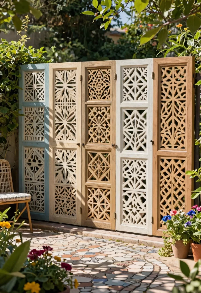 14 Modern Wood Fence Ideas That Provide Full Privacy Fast - 6. Decorative Panels for Artistic Flair 1