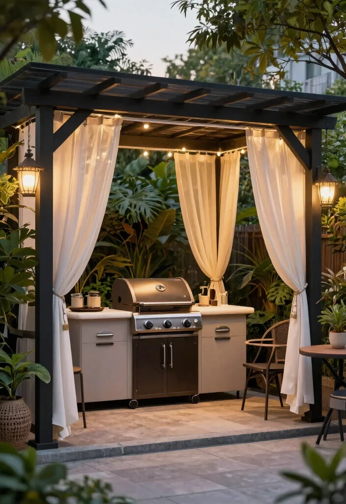 14 Patio Grill Station Ideas That Don't Need a Full Outdoor Kitchen - 10. Chic Patio Pergola Grill 1
