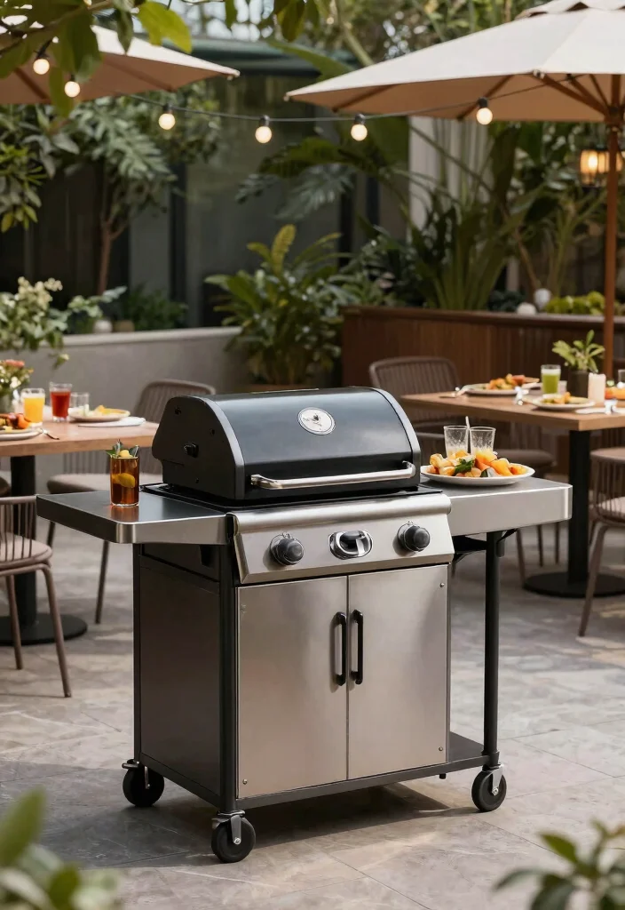 14 Patio Grill Station Ideas That Don't Need a Full Outdoor Kitchen - 12. Outdoor Dining Cart Grill 1