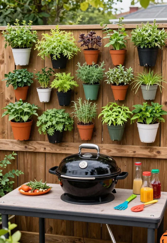 14 Patio Grill Station Ideas That Don't Need a Full Outdoor Kitchen - 14. BBQ Herb Wall 1