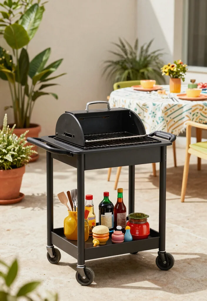 14 Patio Grill Station Ideas That Don't Need a Full Outdoor Kitchen - 2. Rolling Cart Grill Station 1