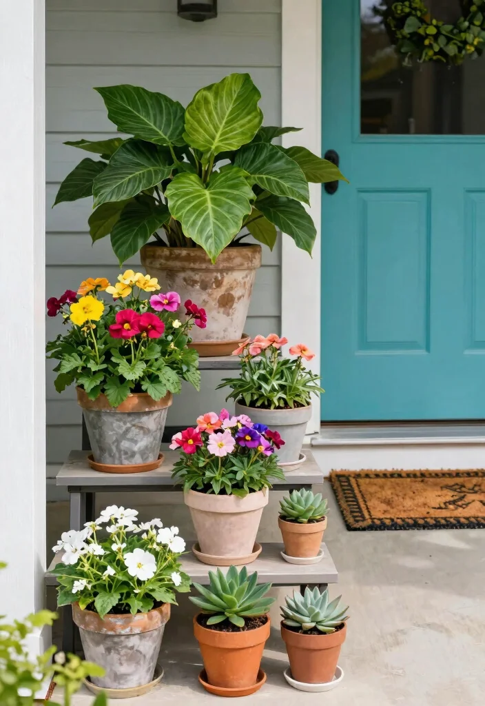14 Small Front Porch Decor Ideas That Make a Tiny Entry Feel Welcoming - 1. Potted Plants for a Lush Look 1