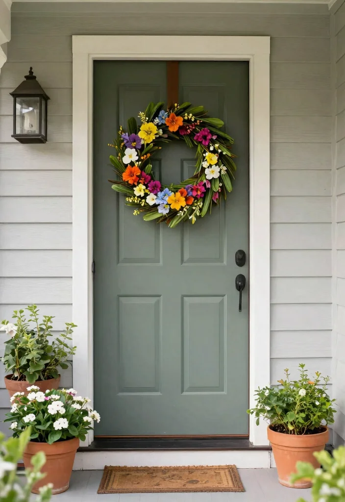 14 Small Front Porch Decor Ideas That Make a Tiny Entry Feel Welcoming - 14. Seasonal Wreaths for Added Charm 1