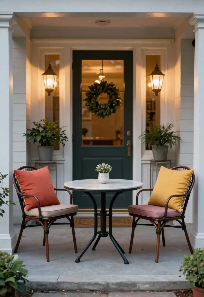14 Small Front Porch Decor Ideas That Make a Tiny Entry Feel Welcoming - 2. Chic Outdoor Furniture 1
