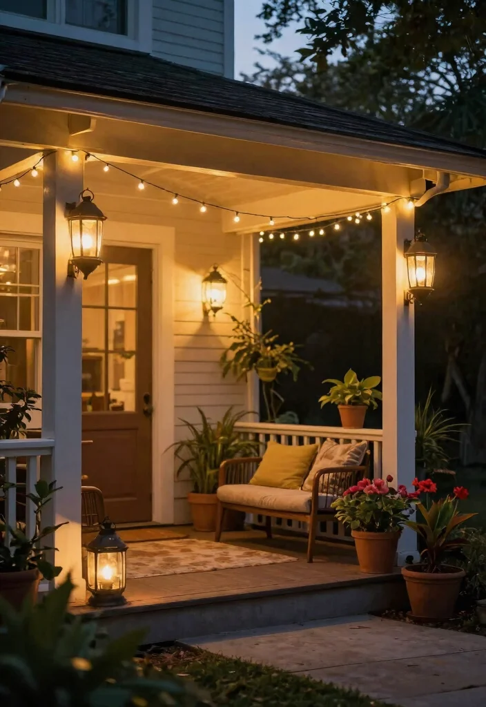 14 Small Front Porch Decor Ideas That Make a Tiny Entry Feel Welcoming - 5. Whimsical Lighting Options 1