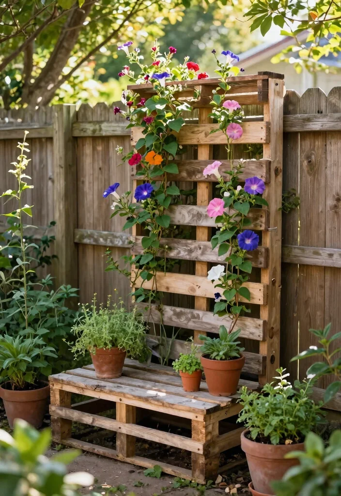14 Wall Trellis Ideas That Support Heavy Climbing Vines - 3. Rustic Pallet Trellis 1