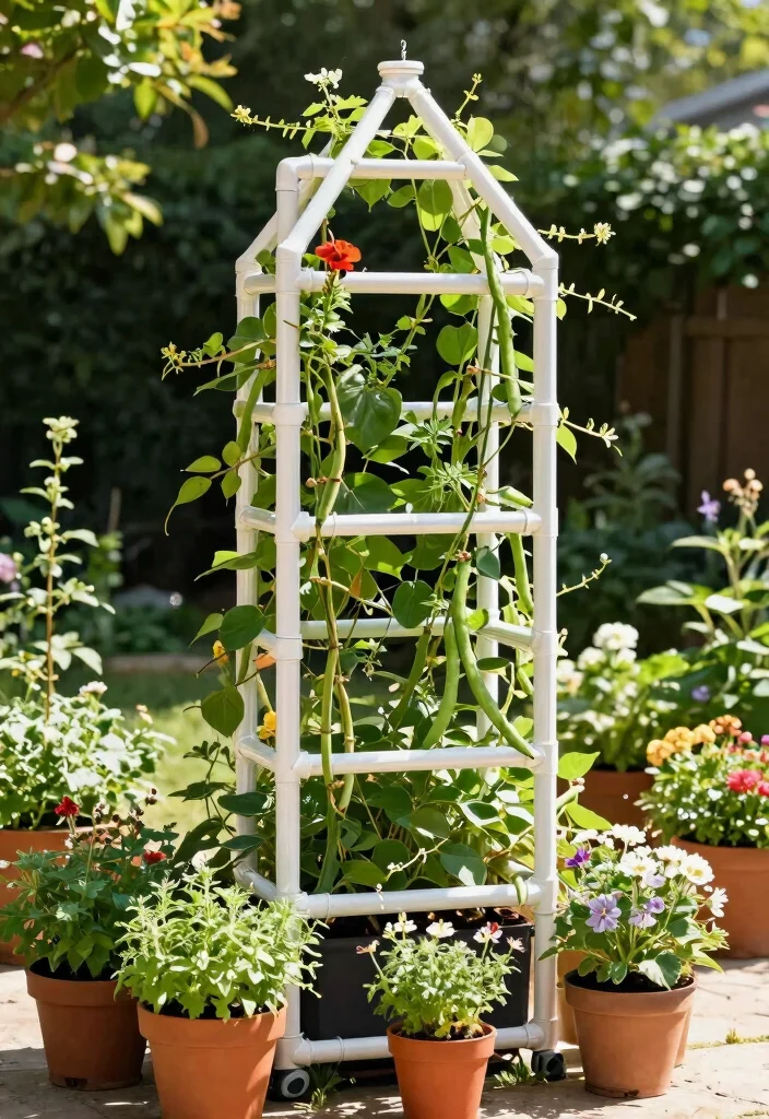 14 Wall Trellis Ideas That Support Heavy Climbing Vines - 6. DIY PVC Trellis 1