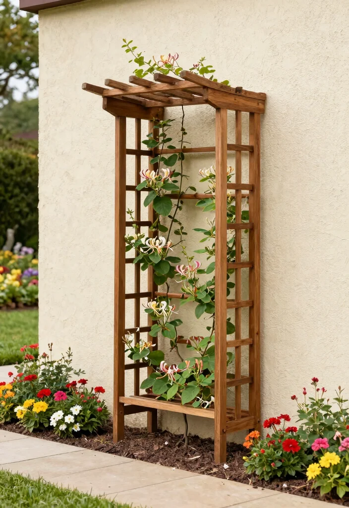 14 Wall Trellis Ideas That Support Heavy Climbing Vines - 7. Fan Trellis 1