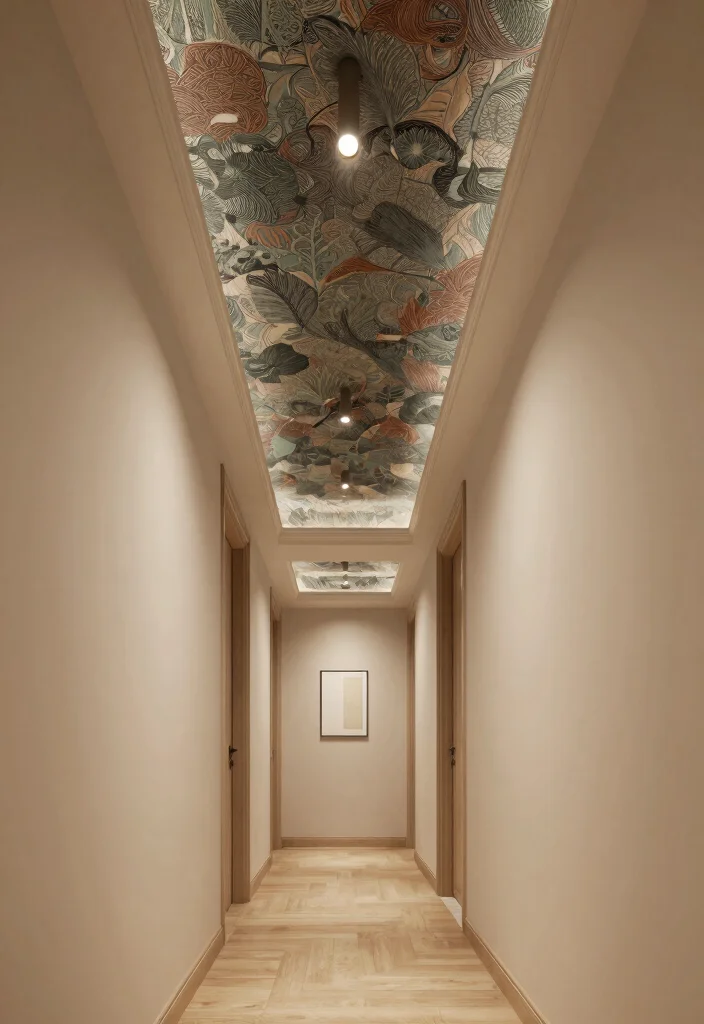 14 Wallpaper Ceiling Hallway Ideas That Make a Narrow Space Feel Taller - 13. Multi-Layered Ceiling Designs 1