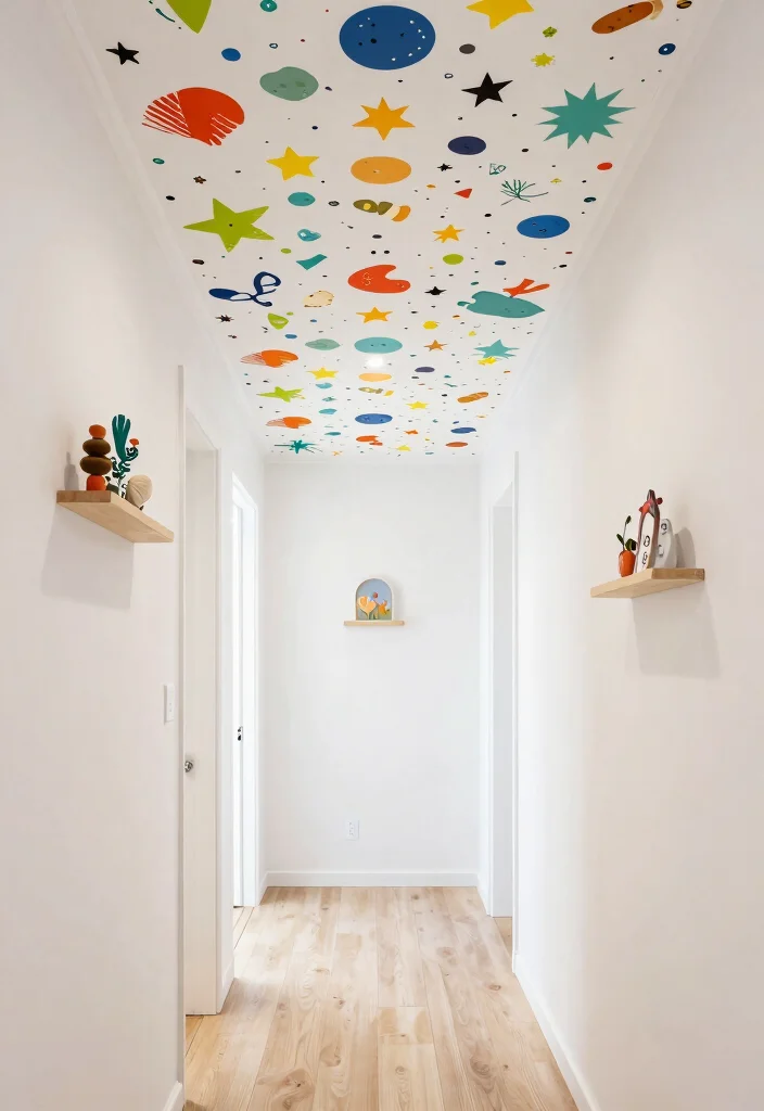 14 Wallpaper Ceiling Hallway Ideas That Make a Narrow Space Feel Taller - 14. Playful Whimsical Designs 1