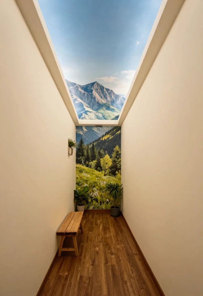 14 Wallpaper Ceiling Hallway Ideas That Make a Narrow Space Feel Taller - 6. Nature-inspired Murals 1